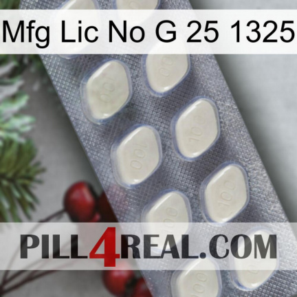 Mfg Lic No G 25 1325 08